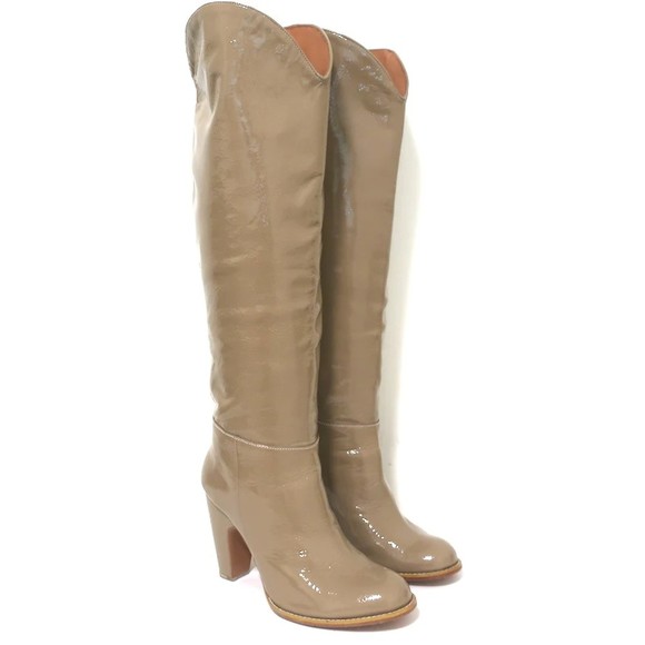 Rachel Comey Shoes - Rachel Comey Tall Willow Boots Taupe Patent Leather Size 8.5